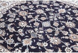 Tappeto Nain Kashmar Floreale Blu Scuro Avorio Quadrato 198x214 Cm