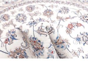 Tappeto Nain Kashmar Medaglione Floreale Avorio Azzurro Rotondo 200x203 Cm