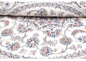 Tappeto Nain Kashmar Medaglione Floreale Avorio Azzurro Rotondo 200x203 Cm