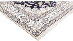 Tappeto Nain Kashmar Medaglione Floreale Blu Scuro Avorio 193x295 Cm