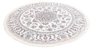 Tappeto Nain Kashmar Medaglione Floreale Avorio Azzurro Rotondo 200x203 Cm