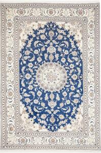 Tappeto Nain Kashmar Medaglione Floreale Blu Avorio 197x297 Cm