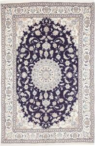 Tappeto Nain Kashmar Medaglione Floreale Blu Scuro Avorio 193x295 Cm
