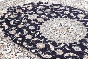Tappeto Nain Kashmar Medaglione Floreale Blu Scuro Avorio 193x295 Cm