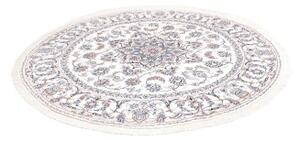 Tappeto Nain Kashmar Medaglione Floreale Avorio Azzurro Rotondo 200x203 Cm