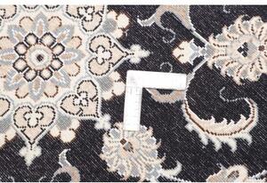 Tappeto Nain Kashmar Medaglione Floreale Blu Scuro Beige Rotondo 98x102 Cm