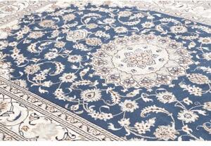 Tappeto Nain Kashmar Medaglione Floreale Blu Avorio 197x297 Cm