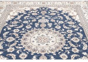 Tappeto Nain Kashmar Medaglione Floreale Blu Avorio 197x297 Cm