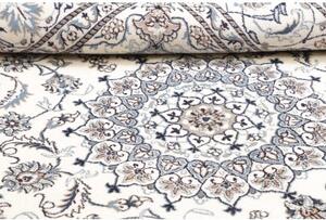 Tappeto Nain Kashmar Medaglione Floreale Avorio Blu 187x291 Cm