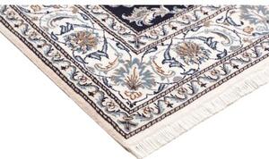 Tappeto Nain Kashmar Floreale Blu Scuro Avorio Quadrato 198x214 Cm