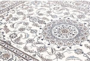 Tappeto Nain Kashmar Medaglione Floreale Avorio Blu 187x291 Cm