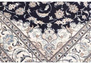 Tappeto Nain Kashmar Medaglione Floreale Blu Scuro Avorio 193x295 Cm
