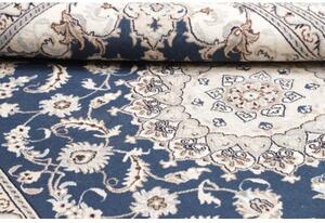 Tappeto Nain Kashmar Medaglione Floreale Blu Avorio 197x297 Cm
