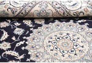 Tappeto Nain Kashmar Medaglione Floreale Blu Scuro Avorio 193x295 Cm