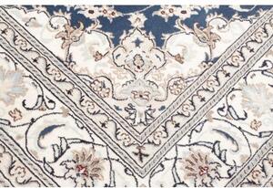 Tappeto Nain Kashmar Medaglione Floreale Blu Avorio 197x297 Cm