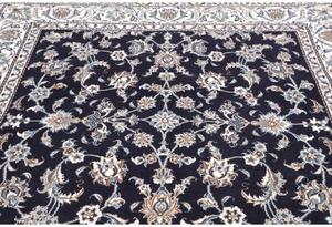 Tappeto Nain Kashmar Floreale Blu Scuro Avorio Quadrato 198x214 Cm