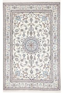 Tappeto Nain Kashmar Medaglione Floreale Avorio Blu 187x291 Cm