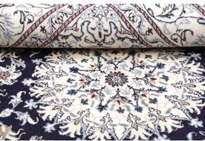 Tappeto Nain Kashmar Medaglione Floreale Blu Scuro Avorio 171x237 Cm
