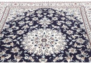 Tappeto Nain Kashmar Medaglione Floreale Blu Scuro Avorio 171x237 Cm