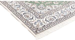 Tappeto Nain Kashmar Medaglione Floreale Verde Salvia Avorio Quadrato 196x198 Cm
