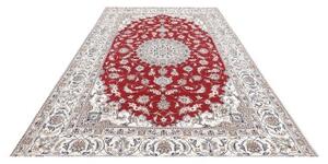 Tappeto Nain Kashmar Medaglione Floreale Rosso Avorio 200x300 Cm