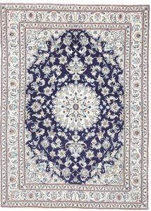 Tappeto Nain Kashmar Medaglione Floreale Blu Scuro Avorio 171x237 Cm