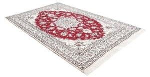 Tappeto Nain Kashmar Medaglione Floreale Rosso Avorio 162x239 Cm