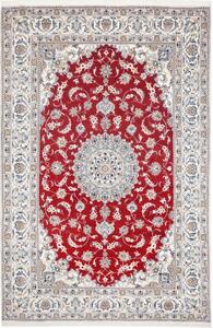 Tappeto Nain Kashmar Medaglione Floreale Rosso Avorio 200x300 Cm