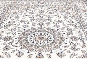 Tappeto Nain Kashmar Medaglione Floreale Avorio Blu 200x307 Cm