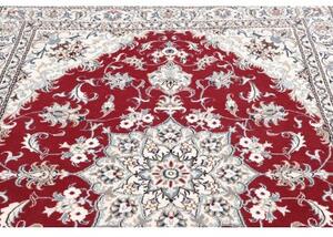 Tappeto Nain Kashmar Medaglione Floreale Rosso Avorio 162x239 Cm