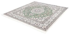 Tappeto Nain Kashmar Medaglione Floreale Verde Salvia Avorio Quadrato 196x198 Cm