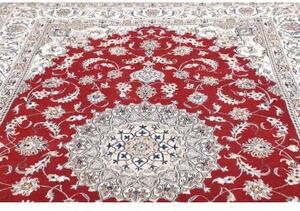 Tappeto Nain Kashmar Medaglione Floreale Rosso Avorio 200x300 Cm