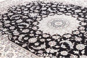 Tappeto Nain 9la Medaglione Floreale Blu Scuro Avorio 245x343 Cm