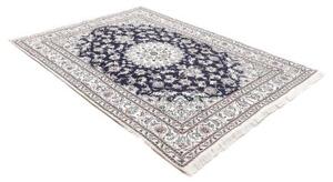 Tappeto Nain Kashmar Medaglione Floreale Blu Scuro Avorio 171x237 Cm