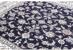 Tappeto Nain Kashmar Floreale Blu Scuro Avorio Quadrato 196x213 Cm