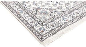 Tappeto Nain Kashmar Medaglione Floreale Avorio Blu 165x243 Cm