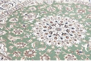 Tappeto Nain Kashmar Medaglione Floreale Verde Salvia Avorio Quadrato 196x198 Cm