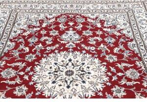 Tappeto Nain Kashmar Medaglione Floreale Rosso Bianco 167x240 Cm