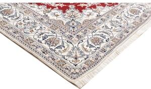 Tappeto Nain Kashmar Medaglione Floreale Rosso Avorio 200x300 Cm