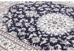 Tappeto Nain Kashmar Medaglione Floreale Blu Scuro Avorio 171x237 Cm