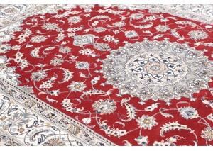 Tappeto Nain Kashmar Medaglione Floreale Rosso Avorio 200x300 Cm
