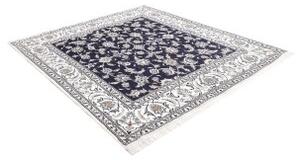 Tappeto Nain Kashmar Floreale Blu Scuro Avorio Quadrato 196x213 Cm