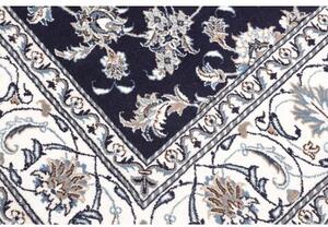 Tappeto Nain Kashmar Floreale Blu Scuro Avorio Quadrato 196x213 Cm