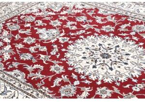Tappeto Nain Kashmar Medaglione Floreale Rosso Avorio 167x247 Cm