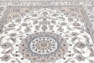 Tappeto Nain Kashmar Medaglione Floreale Avorio Blu 195x296 Cm
