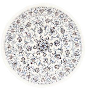 Tappeto Nain Kashmar Medaglione Floreale Avorio Blu Rotondo 145x145 Cm
