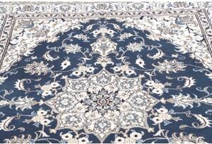 Tappeto Nain Kashmar Medaglione Floreale Blu Avorio 172x237 Cm