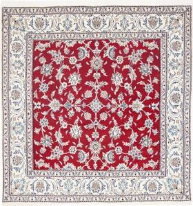 Tappeto Nain Kashmar Floreale Rosso Avorio Quadrato 197x204 Cm