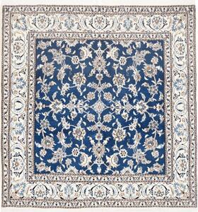 Tappeto Nain Kashmar Floreale Blu Avorio Quadrato 195x203 Cm