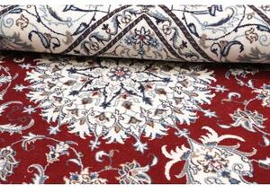 Tappeto Nain Kashmar Medaglione Floreale Rosso Avorio Quadrato 197x208 Cm